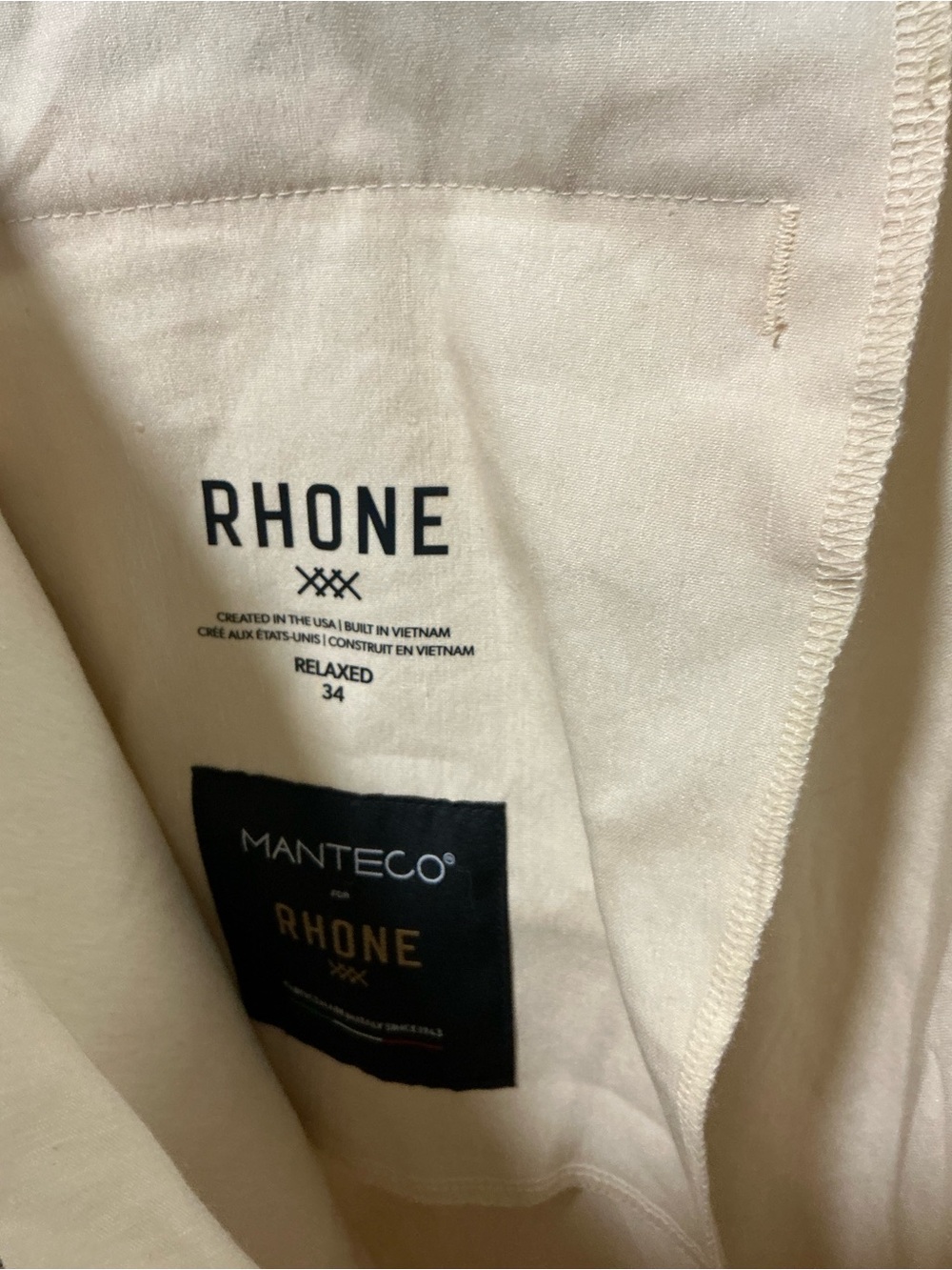 RHONE Men's Relaxed Linen Pants in Off-White Cream